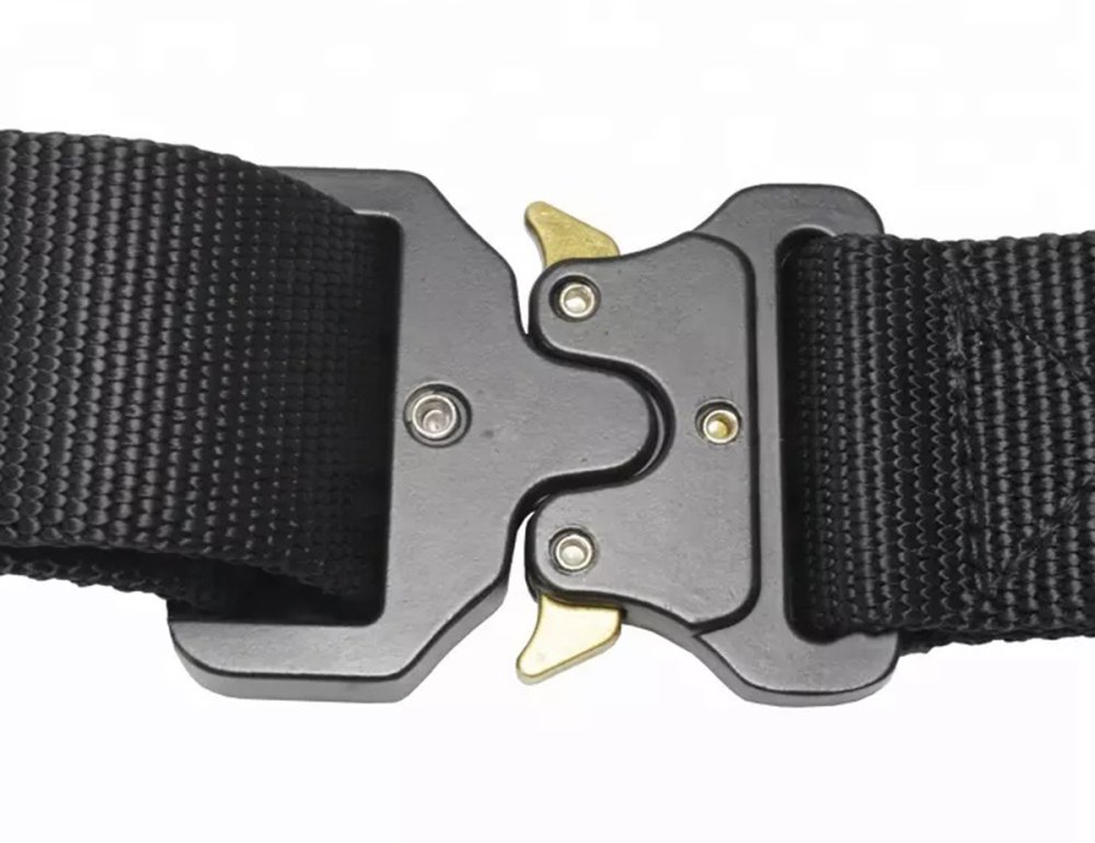 Tactical Webbing Belt with Quick Release Buckle, Black (2)