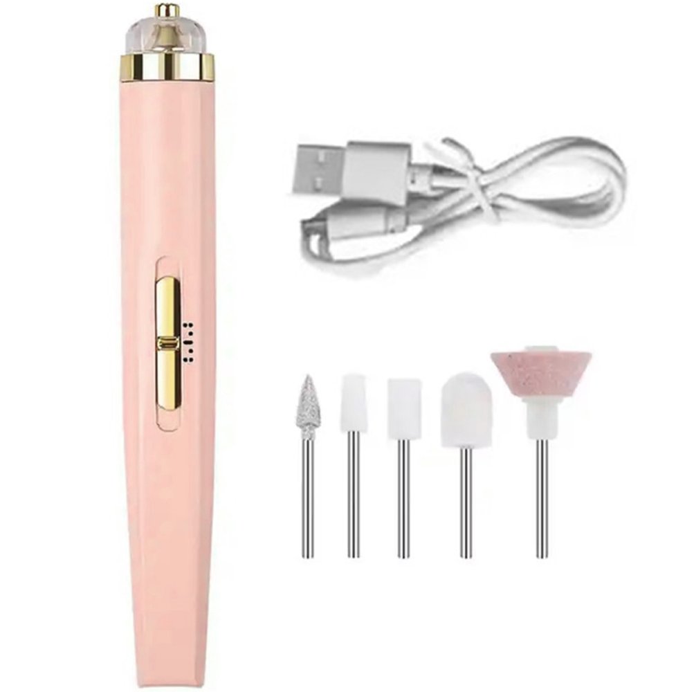 Electric Nail Drill 5 in 1 Kit for Manicure and Pedicure, Portable E-File, Pink (2)