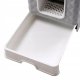 Enclosed Cat Litter Box with Drawer and Scratching Post, White-Grey