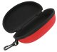 Hard Shell Glasses Case with Zipper and Clip, Red