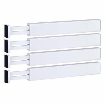 Adjustable Wooden Drawer Dividers 4-Pack Spring-Loaded, White
