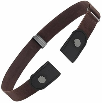 Elastic belt for trousers without buckle, brown