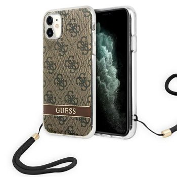 Apple iPhone 11 6.1'' Guess 4G Print Strap Case Cover (GUOHCN61H4STW), Brown