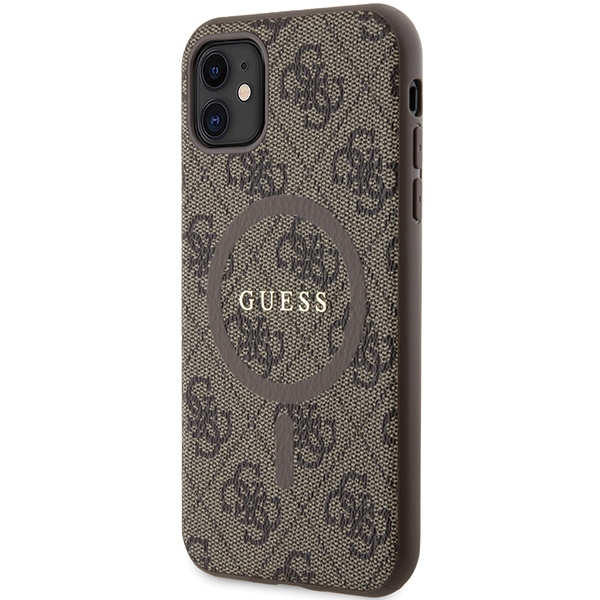 Apple iPhone 11 6.1'' Guess 4G Collection Leather Metal Logo MagSafe Case Cover, Brown (0)