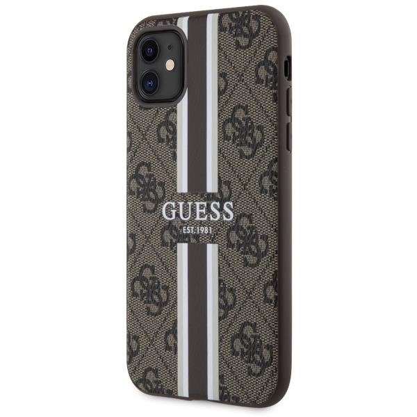 Apple iPhone 11 6.1'' Guess 4G Printed Stripes MagSafe Case Cover (GUHMN61P4RPSW), Brown (0)