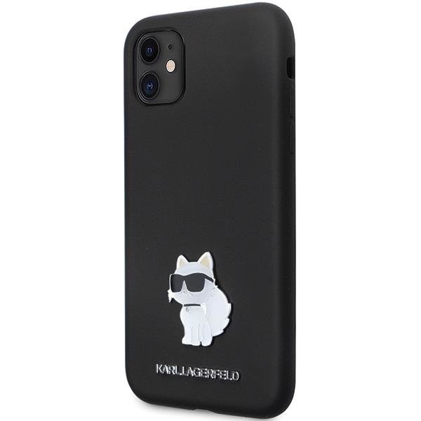 Apple iPhone 11 6.1" Karl Lagerfeld Silicone C Metal Pin Case Cover (KLHCN61SMHCNPK), Black (0)