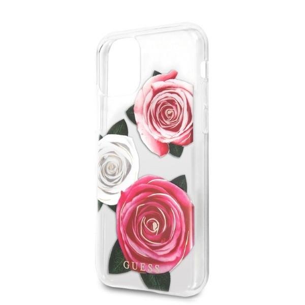 Apple iPhone 11 Pro 5.8'' Guess Flower Desire Pink & White Rose Case Cover (GUHCN58ROSTRT), Transparent (1)