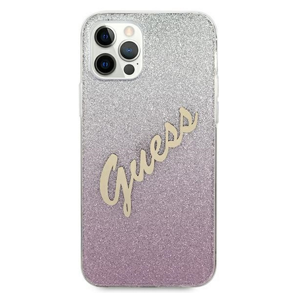 Apple iPhone 12 / 12 Pro 6.1'' Guess Gradient Script Case Cover (GUHCP12MPCUGLSPI), Pink (1)