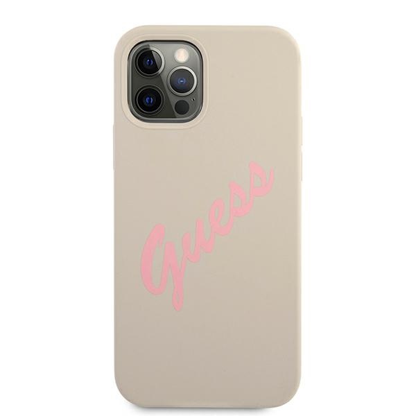 Apple iPhone 12 / 12 Pro 6.1'' Guess Silicone Vintage Case Cover (GUHCP12MLSVSGP), Gray Pink (1)