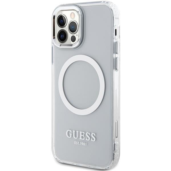 Apple iPhone 12 / 12 Pro 6.1'' Guess Metal Outline Magsafe Case Cover (GUHCP12SLSVSBK), Silver (0)
