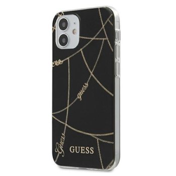 Guess iPhone 12 mini Case Gold Chain Collection, Black