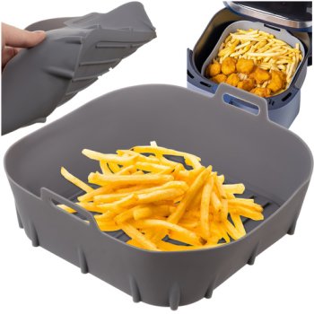 Silicone Insert for Oil-Free Air Fryer, Gray, 20 x 20 cm