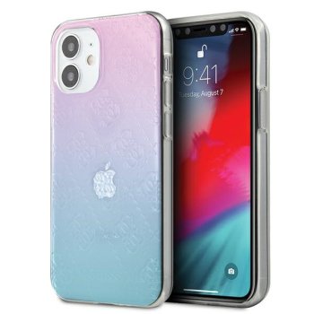 Guess iPhone 12 mini Case 4G 3D Pattern Collection, Blue-Pink