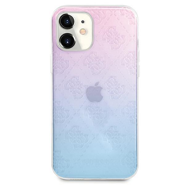 Guess iPhone 12 mini Case 4G 3D Pattern Collection, Blue-Pink (1)