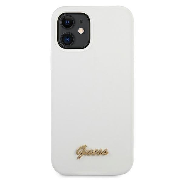 Apple iPhone 12 mini 5.4'' Guess Metal Logo Script Case Cover (GUHCP12SLSLMGWH), White (1)