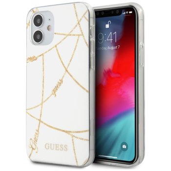 Guess iPhone 12 mini Case Gold Chain Collection, White