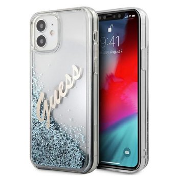 Apple iPhone 12 mini 5.4'' Guess Glitter Vintage Script Case Cover (GUHCP12SGLVSBL), Blue