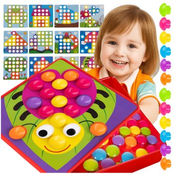 Montessori Button Art Toy for Toddlers Mosaic Peg Board 26107