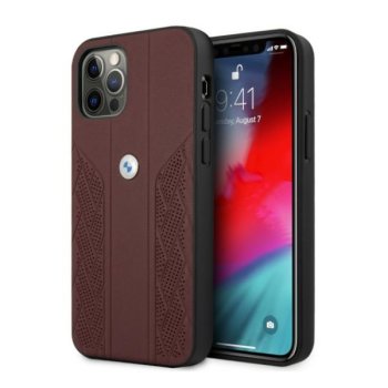 Apple iPhone 12 Pro Max 6,7" BMW Leather Curve Perforate Case Cover (BMHCP12LRSPPR), Red