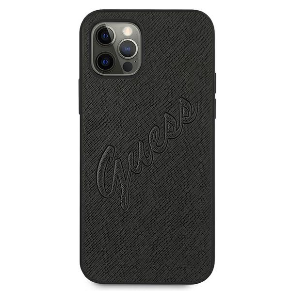 Apple iPhone 12 Pro Max 6.7'' Guess Saffiano Vintage Script Case Cover (Guhcp12lrsavsbk), Black (1)