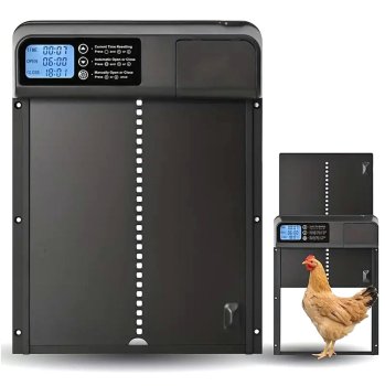 Automatic Chicken Coop Door with Programmable Timer, Black