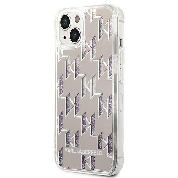 Apple iPhone 14 6.1" Karl Lagerfeld Liquid Glitter Monogram Case Cover (KLHCP14SLMNMS), Silver (0)