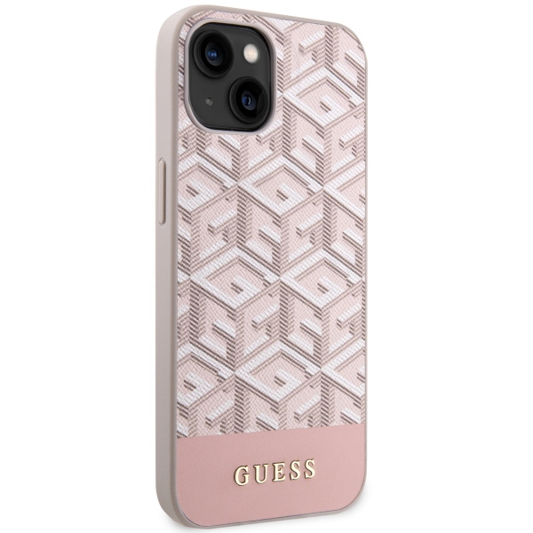 Apple iPhone 14 6.1'' Guess GCube Stripes MagSafe Case Cover (GUHMP14SHGCFSEP), Pink (2)
