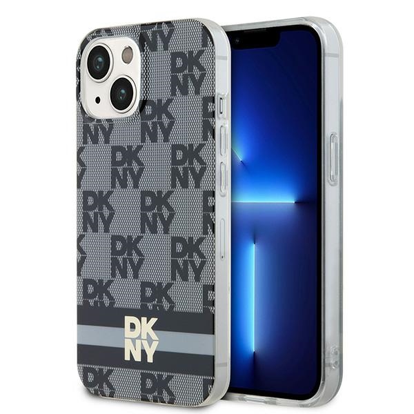 Apple iPhone 14 6.1'' DKNY IML Checkered Mono Pattern Printed Stripes MagSafe Case Cover, Black