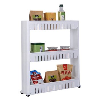 Kitchen Bathroom Multilevel 3-Tier Rolling Shelf Storage Trolley