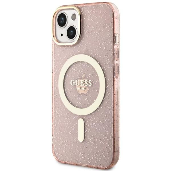 Apple iPhone 14 Plus 6.7'' Guess Glitter Gold MagSafe Case Cover (GUHMP14MHCMCGP), Pink (0)