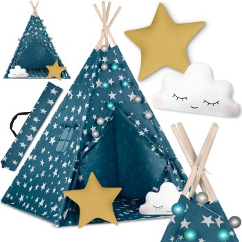 Tepee Tent with Lights for Children Nukido, Blue