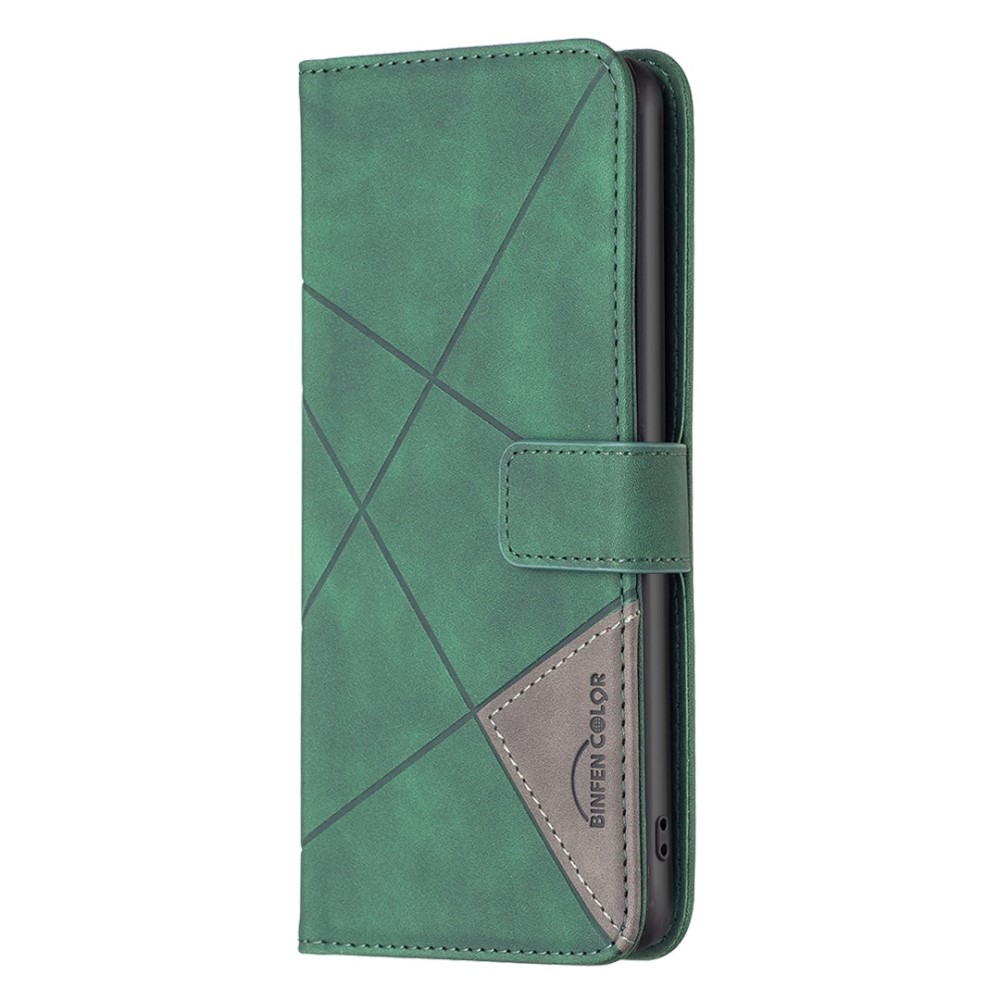 Apple iPhone 14 Pro 6.1'' Geometric Texture Wallet Stand Leather Phone Book Case Cover, Green (3)