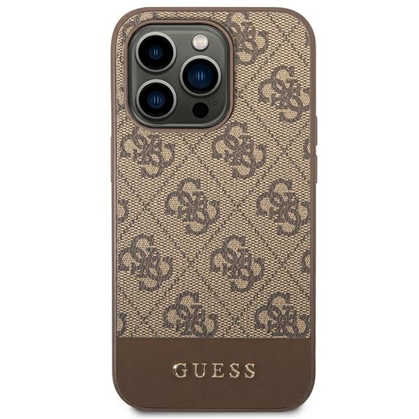 Guess GUHCP14LG4GLBR iPhone 14 Pro 6,1\" brown hard case 4G Stripe Collection (1)