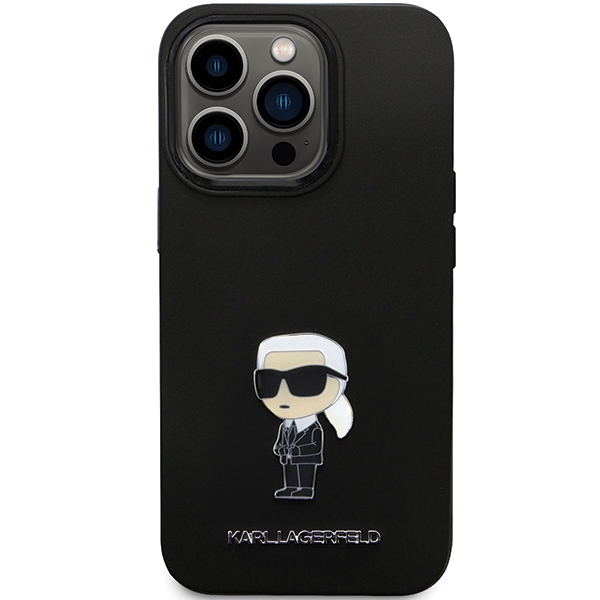 Apple iPhone 14 Pro 6.1" Karl Lagerfeld Silicone Ikonik Metal Pin Case Cover (KLHCP14LSMHKNPK), Black (1)