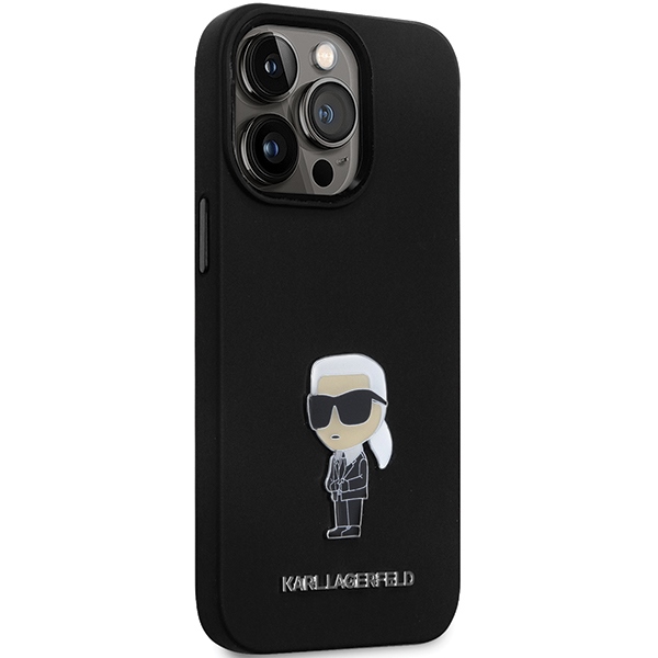 Apple iPhone 14 Pro 6.1" Karl Lagerfeld Silicone Ikonik Metal Pin Case Cover (KLHCP14LSMHKNPK), Black (2)