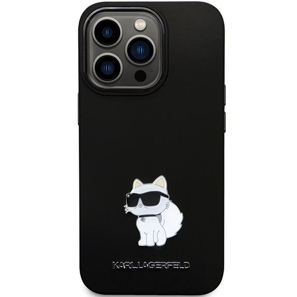 Apple iPhone 14 Pro 6.1" Karl Lagerfeld Silicone C Metal Pin Case Cover (KLHCP14LSMHCNPK), Black (1)