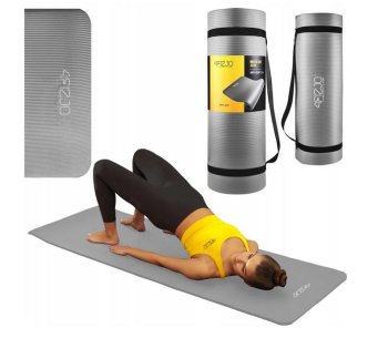 4Fizjo Gymnastic Non-Slip Fitness Foam Yoga Mat NBR 180x60x1.5cm, Gray