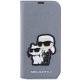 Apple iPhone 14 Pro Max 6.7\" Karl Lagerfeld Saffiano Karl&Choupette Bookcase Cover (KLBKP14XSANKCPG), Silver