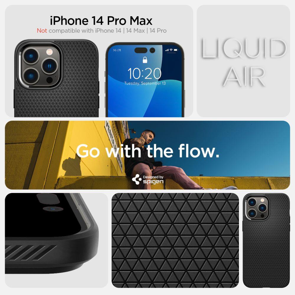 Apple iPhone 14 Pro Max 6.7'' Spigen Liquid Air TPU Case Cover, Black (1)