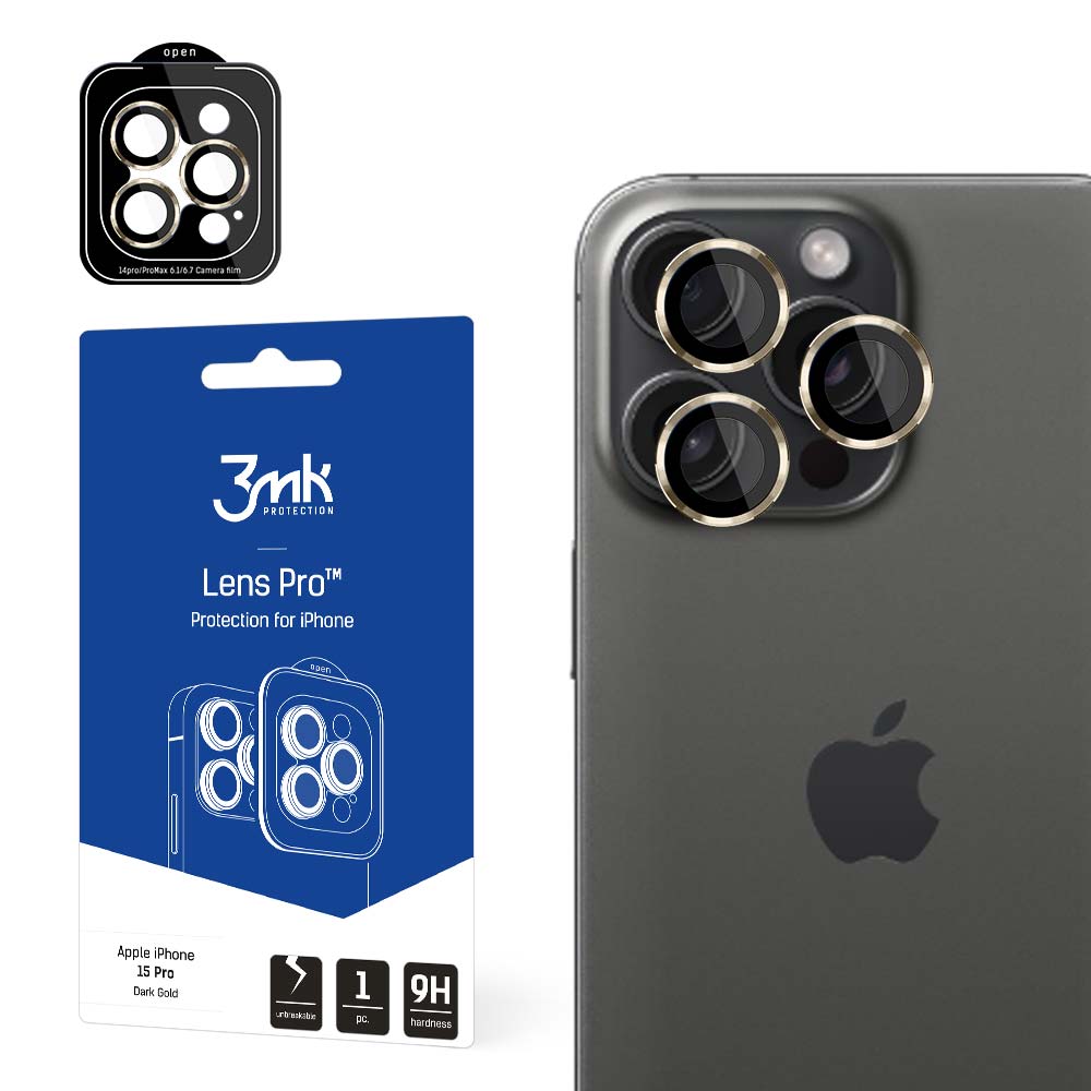 Apple iPhone 15 Pro - 3mk Lens Protection Pro Dark Gold