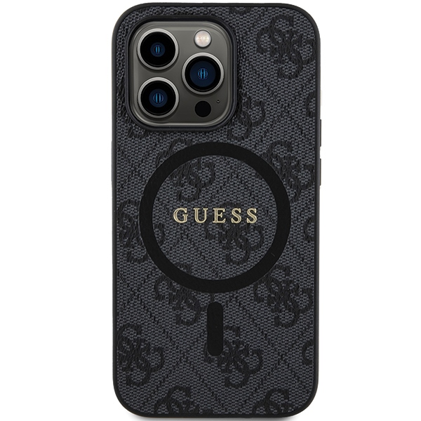 Guess 4G Collection Leather Metal Logo MagSafe Phone Case Cover iPhone 14 Pro Max - Black (1)