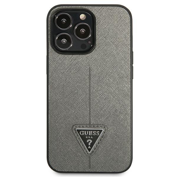 Apple iPhone 14 Pro Max 6.7'' Guess SaffianoTriangle Logo Case Cover (GUHCP14XPSATLG), Silver (1)