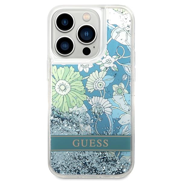 Apple iPhone 14 Pro Max 6.7'' Guess Flower Liquid Glitter Case Cover, Green (1)