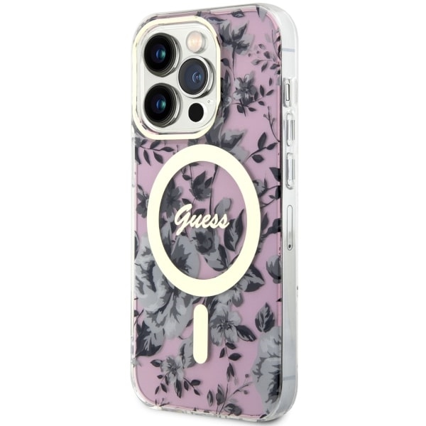 Apple iPhone 14 Pro Max 6.7'' Guess Flower MagSafe Case Cover (GUHMP14XHCFWSP), Pink (0)