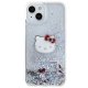Apple iPhone 15 6.1\'\' Hello Kitty Liquid Glitter Charms Kitty Head Cover Case, Silver