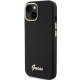 Guess Silicone Script Metal Logo & Frame case for iPhone 15 - black