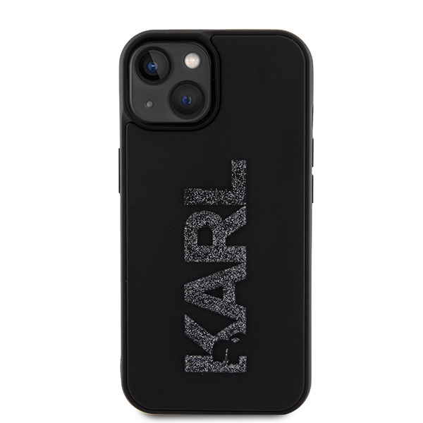 Apple iPhone 15 6.1'' Karl Lagerfeld 3D Rubber Glitter Logo Cover Case, Black (1)