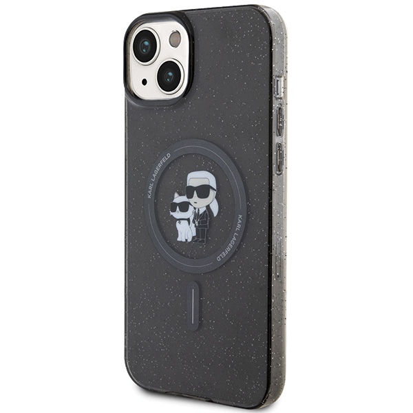 Apple iPhone 15 6.1'' Karl Lagerfeld Karl & Choupette Glitter MagSafe Cover Case, Black (0)