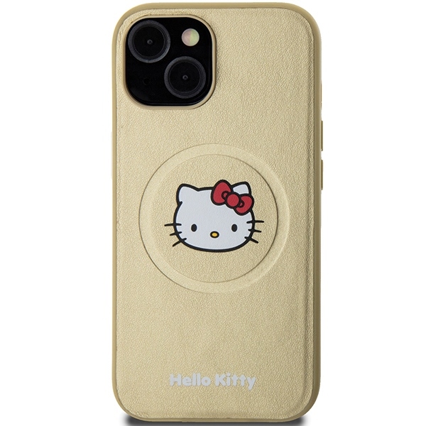 Apple iPhone 15 6.1'' Hello Kitty Leather Kitty Head MagSafe Cover Case, Gold (1)