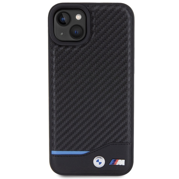 BMW Leather Carbon case for iPhone 15 Plus - black (1)
